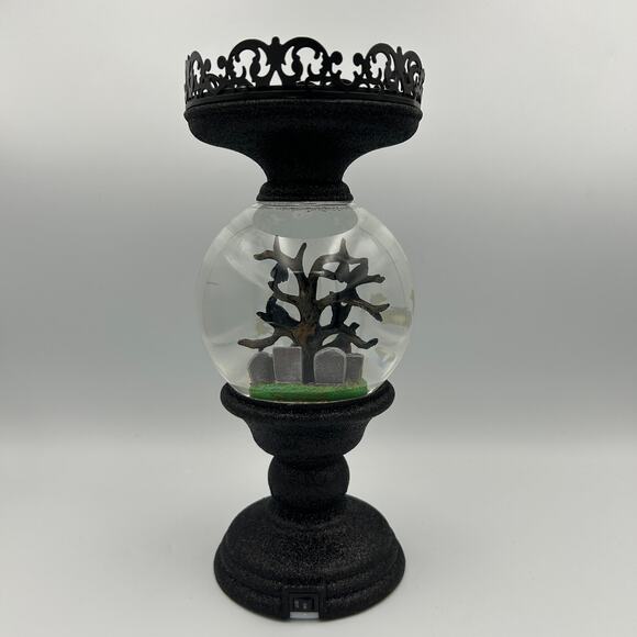 Bath And Body Works Lighted Spooky Cemetery Waterglobe Halloween Candle Holder - Picture 3 of 6